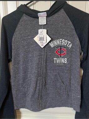 Majestic Minnesota Twins Heather Gray and Navy Zip Hoodie